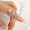 3Pcs Alloy with Rhinestone Cuff Rings, Heart, Platinum, Inner Diameter: 17mm