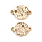 Brass Textured Connector Charms, Flat Round Links, Cadmium Free & Nickel Free & Lead Free, Real 18K Gold Plated, 8x11.5x1.5mm, Hole: 0.8mm