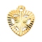 Rack Plating Brass Pendants, Long-Lasting Plated, Heart Charm, Golden, 12x10x0.3mm, Hole: 1.2mm