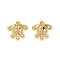 Leaf Brass Micro Pave Clear Cubic Zirconia Stud Earring Findings, Real 18K Gold Plated, 16x16.5mm, Pin: 0.7mm/0.7x11mm