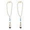 2Pcs Alloy Rhinestone Pendant Decorations, with Glass & Glass Pearl Beads, Brass Spacer Beads and Alloy Lobster Claw Clasps, Golden, 258mm, 2pcs/set