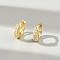 Brass Micro Pave Clear Cubic Zirconia Hoop Earrings, Lead Free & Cadmium Free, Long-Lasting Plated, Real 18K Gold Plated, 9x10x3mm