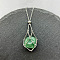 Natural Green Aventurine Nuggets Macrame Pouch Pendant 201 Stainless Steel Chain Necklaces, Stainless Steel Color, 23.62 inch(60cm)