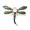 Dragonfly Enamel Pins, Alloy Rhinestone Brooches for Backpack Clothes, with Plastic Pearl, Marine Blue, 38x49.5mm