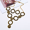 Ring & Flat Round Alloy Pendant Necklace & Dangle Earring Sets, Antique Golden, 520mm