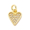 Brass Micro Pave Cubic Zirconia Pendants, Cadmium Free & Lead Free, Heart Charms, with Jump Ring, Real 16K Gold Plated, 11x8.5x2mm, Hole: 3mm