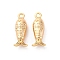 Brass Pendants, Cadmium Free & Nickel Free & Lead Free, Fish Charms, Real 18K Gold Plated, 14.5x5.5x3.5mm, Hole: 1.4mm