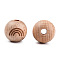 Engraved Beech Wood Beads, Round, BurlyWood, Undyed, Round, Rainbow Pattern, 15~16x14.5~15mm, Hole: 3~4mm