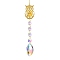 Iron Hanging Ornaments, Glass AB Color Octagonal Beads Tassel Suncatchers for Outdoor Garden Dcorations, Owl, 370mm