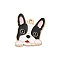 Animal Puppy Alloy Enamel Pendants, Golden, French Bulldog Charm, Black, 22.5x19x1mm, Hole: 1.6mm