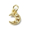 Moon Theme Brass Micro Pave Clear Cubic Zirconia Charms, with Jump Ring, Real 18K Gold Plated, Flower, 10.5x7x2mm, Hole: 3mm