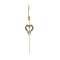Brass Crystal Rhinestone Ear Wrap Crawler Hook Earrings for Women, Real 18K Gold Plated, Heart, 73.5x12.5mm, Pin: 1mm