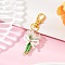 Bouquet Handmade Glass Seed Beaded & Acrylic Pendants Decorations, with Alloy Swivel Lobster Claw Clasps, White, 70mm