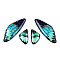Transparent Resin Wing Earrings Pendants, Wings Charms, Aquamarine, 39x15x3mm, Hole: 1.2mm, Small wings: 11x19.5x3mm