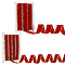 10 Yards 2 Styles Red Velvet Ribbon, with Polyester Back Side, with Cardboard Display Card, Gold, 25~40mm, 5 yards/style