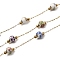 Handmade 304 Stainless Steel Porcelain Beaded Round with Flower Pattern Link Chains, Soldered, with 316 Stainless Steel Cable Chains & Spool, Ion Plating(IP), Real 18K Gold Plated, Colorful, Beads: 10x6~7mm