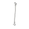 Brass Micro Pave Clear Cubic Zirconia Chain Extender, 925 Sterling Silver Plated, 60mm, Rhombus: 8.5x6.5x3mm