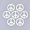 Freshwater Shell Pendants, Flat Round with Peace Sign, 30~30.5x1.5~2.5mm, Hole: 1mm