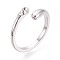 Brass Cup Peg Ring Settings, Adjustable Ring Settings for Half Drilled Beads, Platinum, 7.5~8.5mm, Inner Diameter: 18mm, Pin: 0.8mm