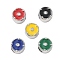 304 Stainless Steel Enamel with Rhinestone European Beads, Large Hole Beads, Flat Round, Mixed Color, 10x7.5mm, Hole: 4.5mm