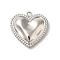 Alloy Pendants, Platinum Charms, Heart, 21.5x21x3mm, Hole: 1.5mm