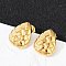 304 Stainless Steel Textured Stud Earrings, Ion Plating(IP), Real 14K Gold Plated, Teardrop, 16.5x13mm
