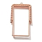 Alloy Open Back Bezel Pendants, For DIY UV Resin, Epoxy Resin, Cadmium Free & Nickel Free & Lead Free, Rectangle, Rose Gold, 47x28.5x3.5mm, Hole: 1.4mm