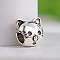 Tibetan Style Zinc Alloy Kitten European Beads, Large Hole Beads, Cat Head , Antique Silver, 12x12x9mm, Hole: 4.5mm