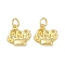 Brass Charms, Chef Hat, with Jump Ring, Cadmium Free & Lead Free, Rack Plating, Long-Lasting Plated, Real 18K Gold Plated, 11.5x12.5x2.5mm, Hole: 3.4mm