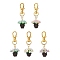Glass Seed Beaded Pendant Decorations, with Alloy Swivel Clasps, Flower Potted Plant, Mixed Color, 59.5mm