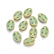Alloy Beads, Oval, Golden & Green Patina, 13.5x9.5x3mm, Hole: 1mm