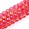 Baking Paint Transparent Glass Beads Strands, Round, Faceted(32 Faceted) , Cerise, 10mm, Hole: 1.6mm, about 65~68pcs/strand, 24.61~25.39 inch(62.5~64.5cm)
