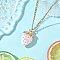 3Pcs Acrylic Rhinestone Pendant Necklaces, Strawberry, with 304 Stainless Steel Figaro Chain, Misty Rose, 23.62 inch(60cm)