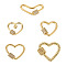 5Pcs 5 Style Brass Micro Pave Clear Cubic Zirconia Screw Carabiner Lock Charms, for Necklaces Making, Quick Links, Long-Lasting Plated, Heart, Real 18K Gold Plated, 17~23x15~23.8x2~5mm, 1pc/style