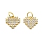 Brass Micro Pave Cubic Zirconia Pendants, Heart Charms, Lead Free & Cadmium Free, Long-Lasting Plated, Rack Plating, with Jump Ring, Real 18K Gold Plated, 9.5x10.5x1.5mm, Hole: 3.5mm