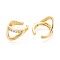 Brass Pave Clear Cubic Zirconia Cuff Earrings, C-Shaped, Real 18K Gold Plated, Real 18K Gold Plated, 19x16x7mm