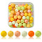 70Pcs Rubberized Style Acrylic Beads, Round, Orange, 8x7.5mm, Hole: 1.6mm