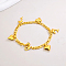 Fashion Elegant Brass Heart Dolphin Charm Figaro Chain Bracelets for Women, Real 18K Gold Plated, 7-5/8 inch(19.5cm)