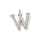 304 Stainless Steel Micro Pave Cubic Zirconia Pendants, Letter A~Z Charms, Letter W, 12.5x12.5x2mm, Hole: 2mm