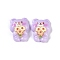 Cartoon Bear Opaque Resin Decoden Cabochons, Bear with Flower, 26.5x21x9.5mm