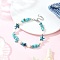 Dyed Synthetic Turquoise Starfish & Chip Beaded Anklets with 304 Stainless Steel End Chains, Stainless Steel Color, 9 inch(227mm)