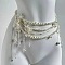 Alloy & White Plastic Pearl Round Beaded Tassel Layered Waist Belly Chains for women, Platinum, Flower, 1000mm