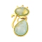 304 Stainless Steel Pendants, Cat, with Resin, Ion Plating(IP), Real 18K Gold Plated, Light Blue, 36x19x6.5mm, Hole: 1.2mm