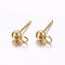 304 Stainless Steel Ball Stud Earring Findings, with Loop, Round, Golden, 15x4mm, Hole: 1.8mm