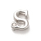 Rack Plating Brass Cubic Zirconia Beads, for Personalized Name Necklaces Making, Long-Lasting Plated, Lead Free & Cadmium Free, Alphabet, Letter S, 12.5x11x5mm, Hole: 2.7mm