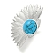 304 Stainless Steel Synthetic Turquoise Cuff Rings, Fan Open Rings for Women Men, Stainless Steel Color, 39.5x26.5mm, Inner diameter: Adjustable.