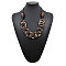 Coconut Ring & Wood Bib Necklaces for Women, with Elastic Waxed Cord, Camel, 23.62~24.8 inch(60~63cm)