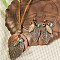 Bohemian Style Leaf Alloy & Wood Pendant Necklaces & Dangle Earrings Sets, Red Copper, 400mm
