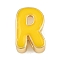 Brass Enamel Beads, Cadmium Free & Lead Free, Rack Plating, Long-Lasting Plated, Real 18K Gold Plated, Letter R, 14x9.5x6mm, Hole: 3x11mm