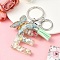 Resin & Acrylic & Faux Suede Tassel Keychain, with Alloy Clasp and Iron Rings, Letter E, 0.9cm